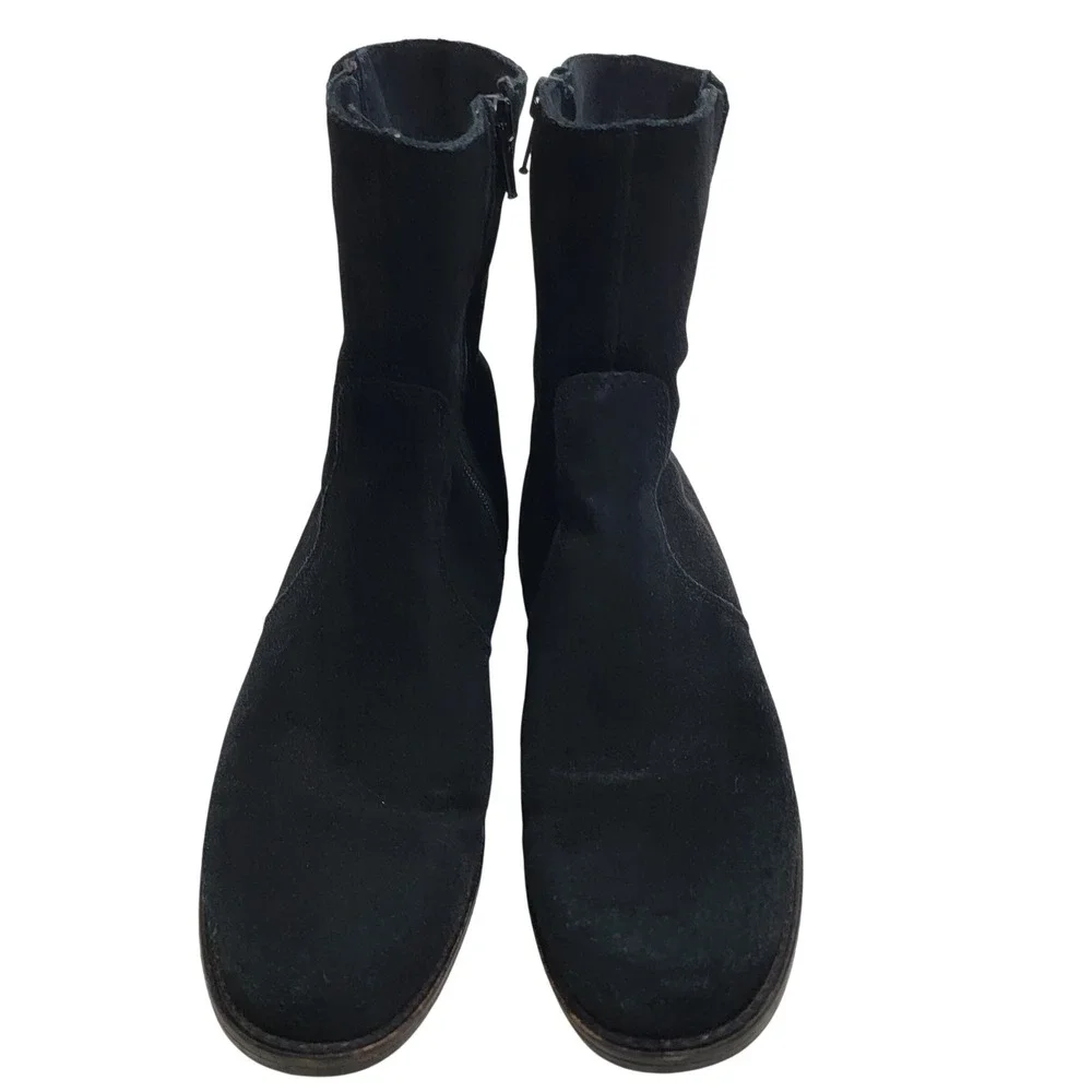 La Canadienne Black Suede Waterproof Ankle Boots Block Heel 32630 7.5 M Canada